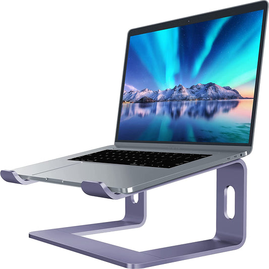 Laptop Stand, Aluminum Computer Riser, Ergonomic Laptops Elevator for Desk, Metal Holder Compatible with 10 to 15.6 Inches Notebook Computer, Purple